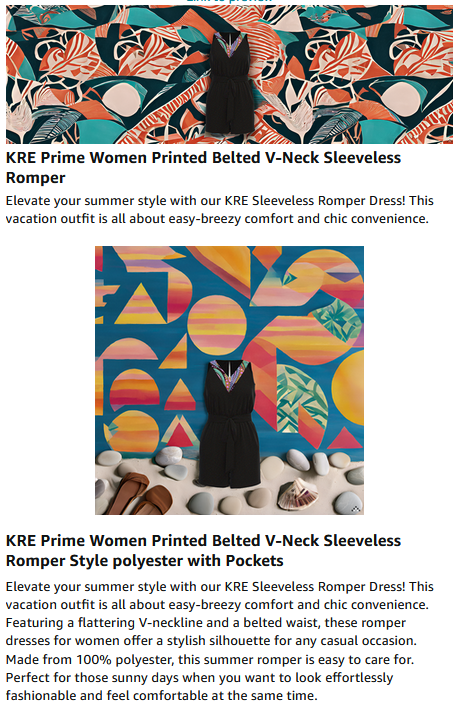 KRE Prime Women Printed Belted V-Neck Sleeveless Romper Style polyester with Pockets - KRE PRIME ®