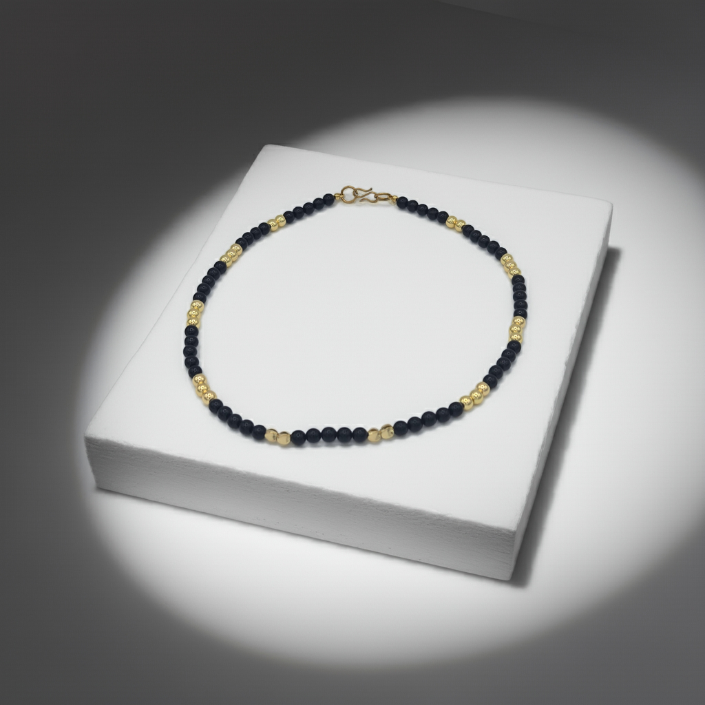 KRE PRIME 18K Gold Plated Black Beads Opulence Necklace - KRE Prime