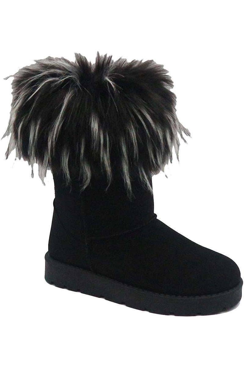 KRE PRIME women’s black fur winter and autumn snow boots with cozy fur lining and stylish design for cold weather.