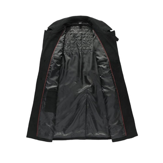 KRE PRIME men's black mid-length wool-blend coat