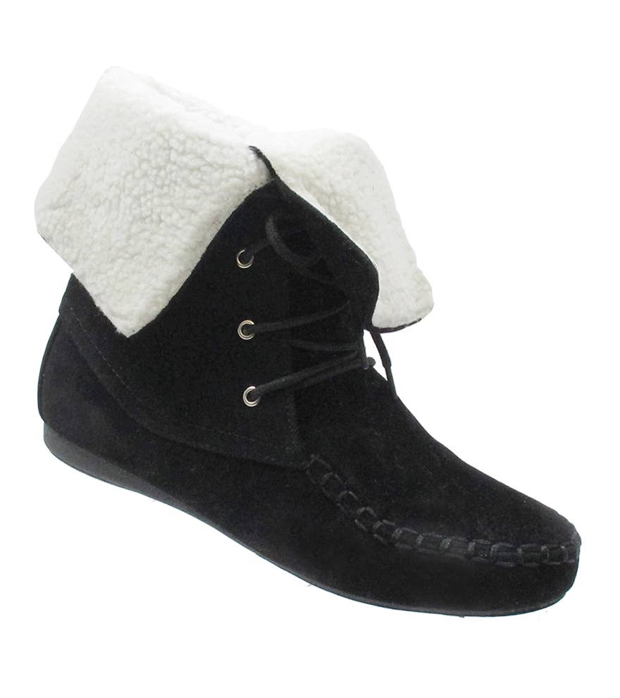 KRE PRIME women's black shearling boots with cozy winter lining and stylish design, perfect for cold weather.