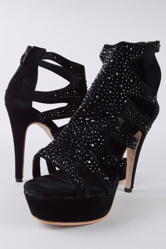 Lovemystyle Embellished Platform Heels In Black - KRE Prime