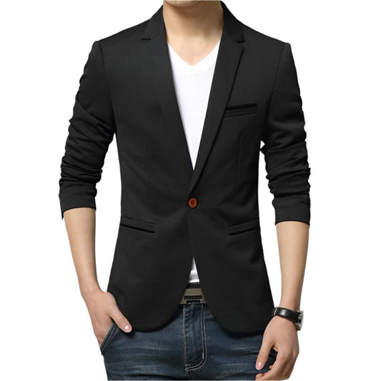 Mens One Button Slim Fit Blazer - KRE Prime Deals