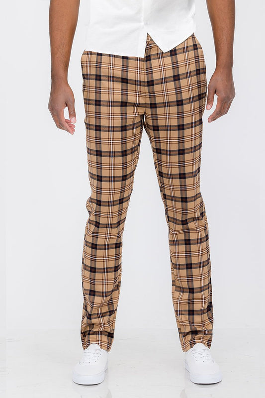 Plaid Slim Fit Trouser Pants - KRE Prime Deals