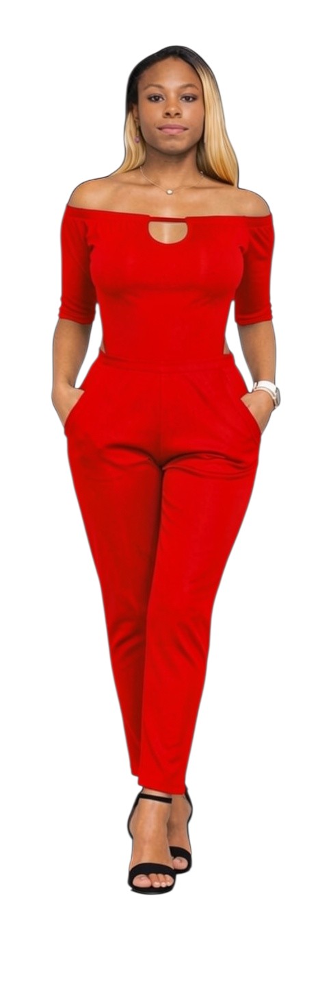 Woman wearing KRE PRIME black convertible jumpsuit as a stylish desk to dinner outfit.