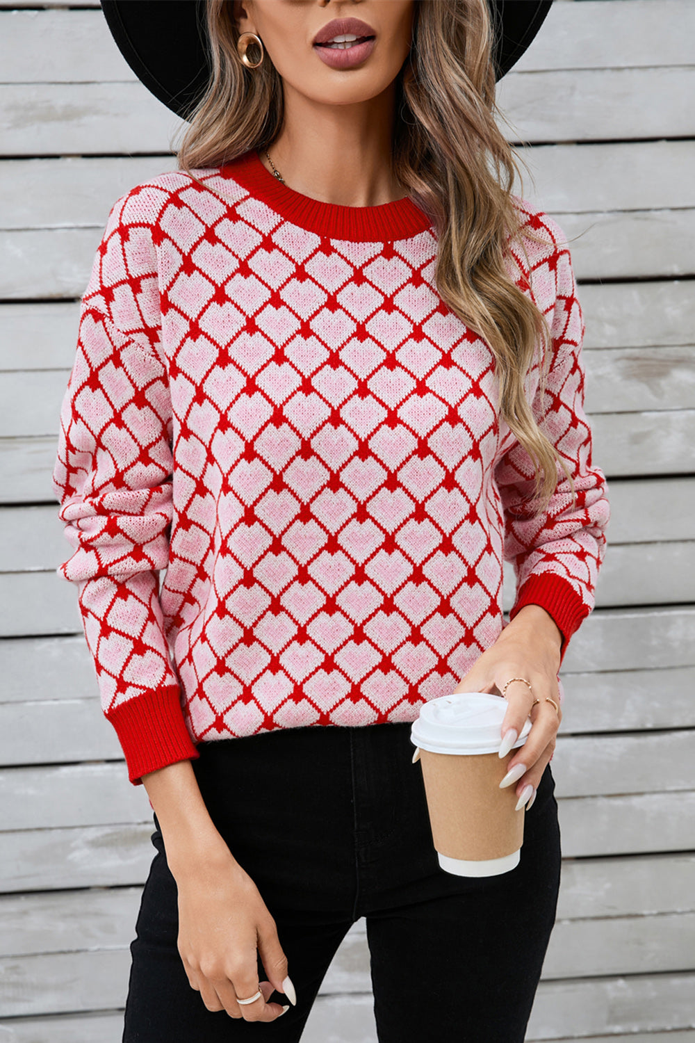 KRE Prime Women Contrast Round Neck Dropped Shoulder Sweater - KRE PRIME ®