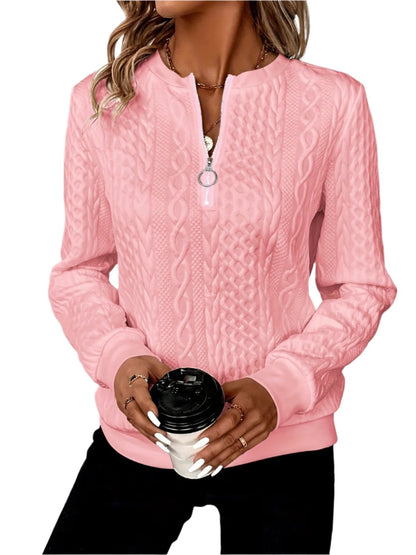 KRE Prime Women Texture Half Zip Long Sleeve Sweatshirt - KRE PRIME ®
