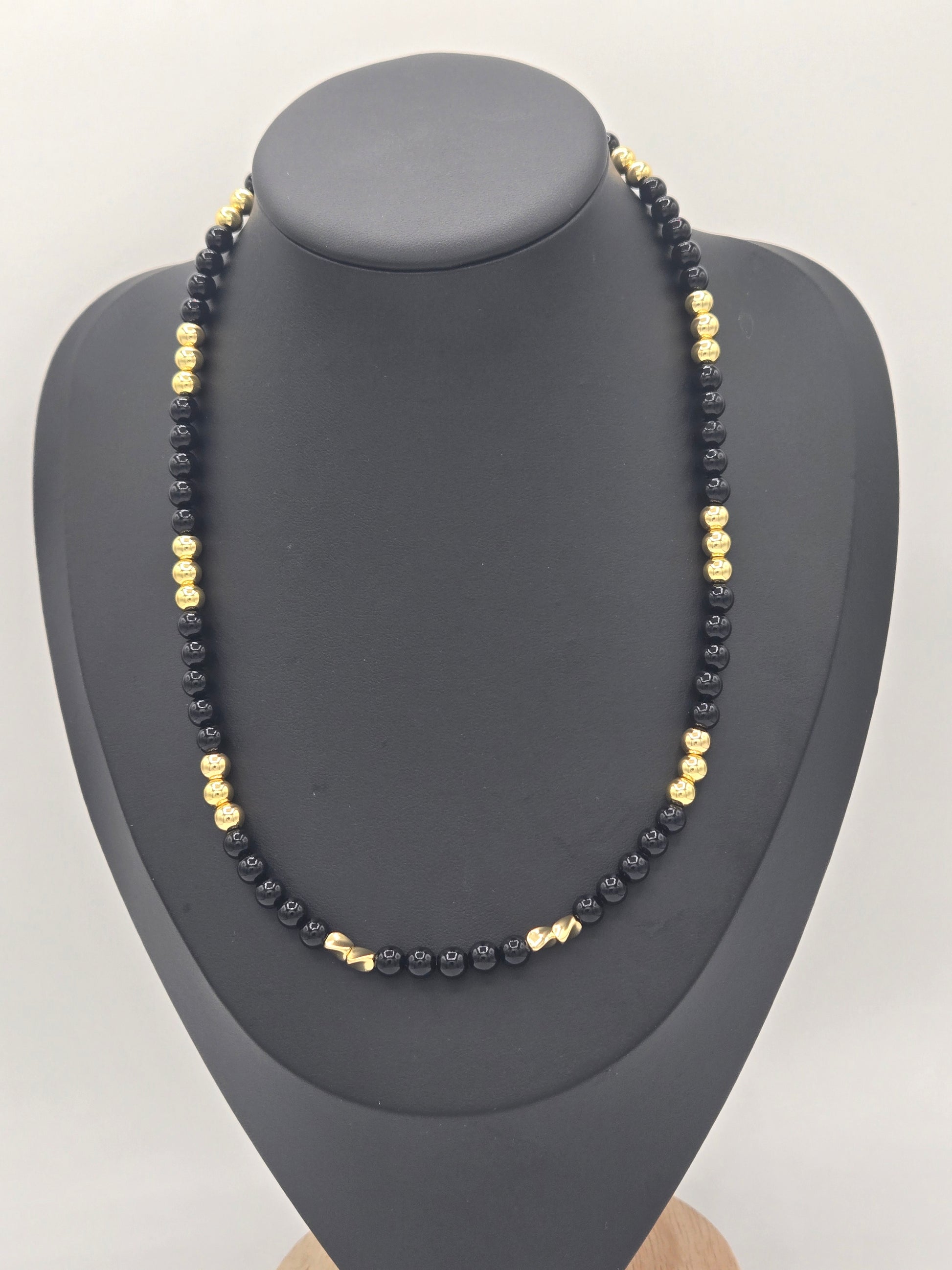 KRE PRIME 18K Gold Plated Black Beads Opulence Necklace - KRE PRIME ®
