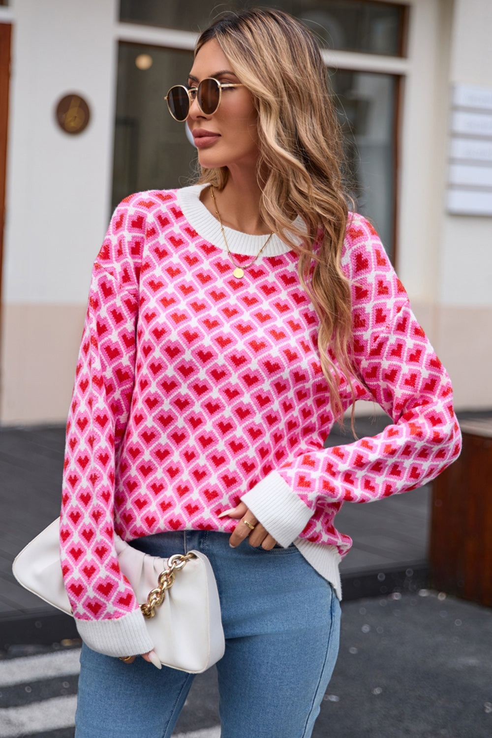 KRE Prime Women Contrast Round Neck Dropped Shoulder Sweater - KRE PRIME ®