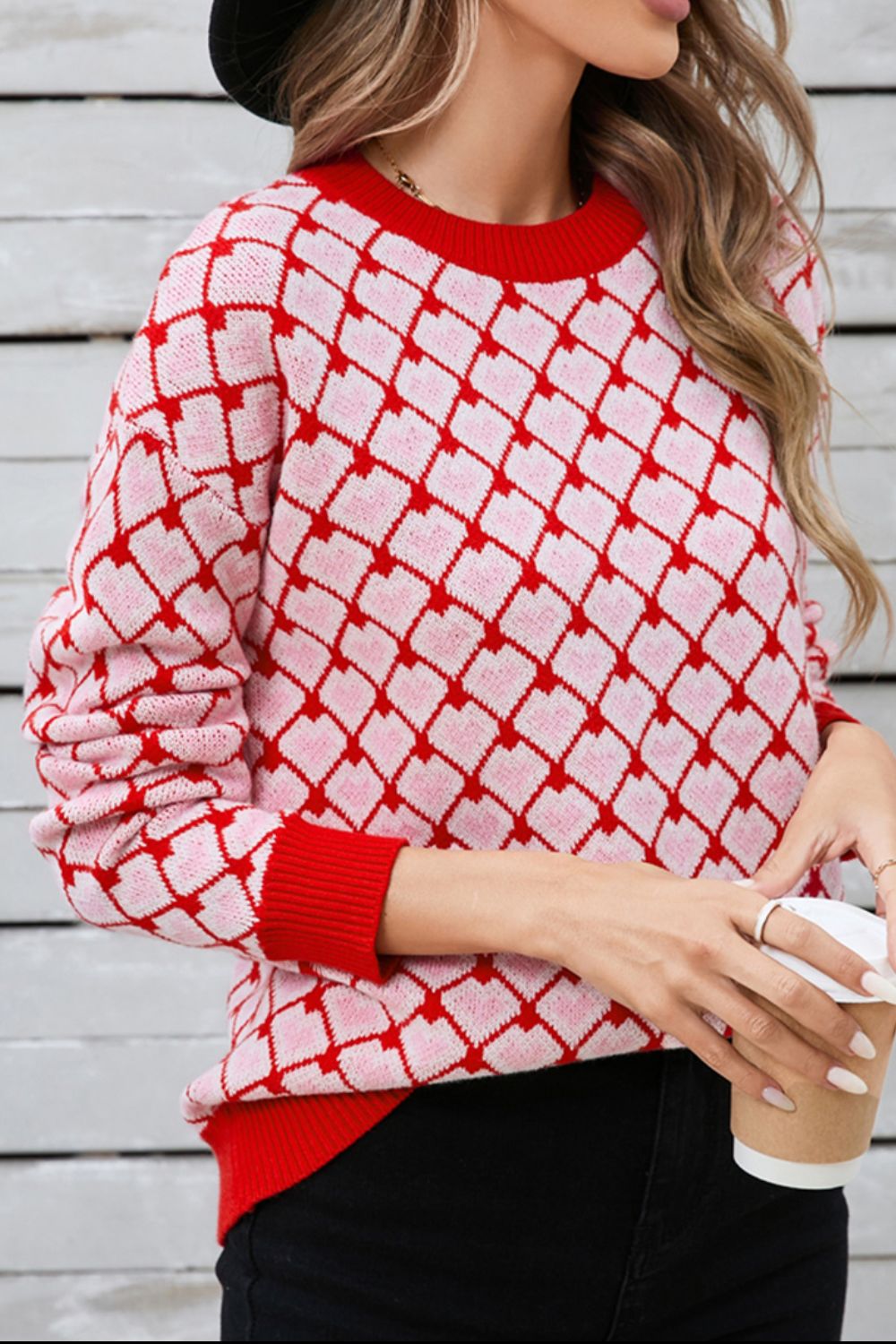 KRE Prime Women Contrast Round Neck Dropped Shoulder Sweater - KRE PRIME ®