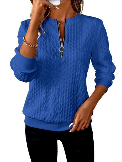 KRE Prime Women Texture Half Zip Long Sleeve Sweatshirt - KRE PRIME ®