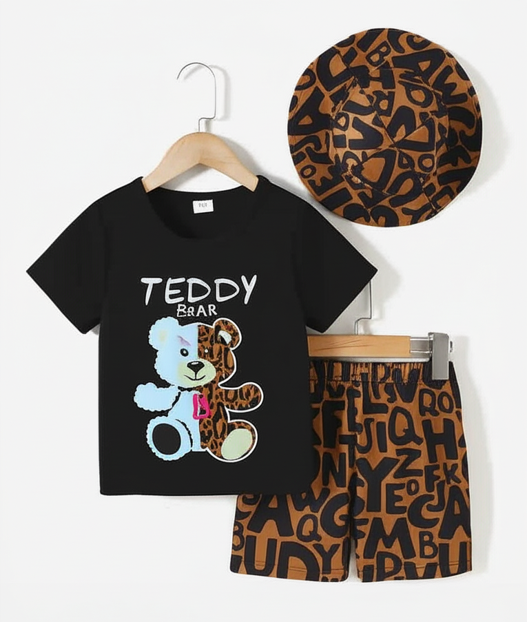 KRE PRIME Boys Children's Teddy Bear Round Neck Top and Pants Set - KRE Prime