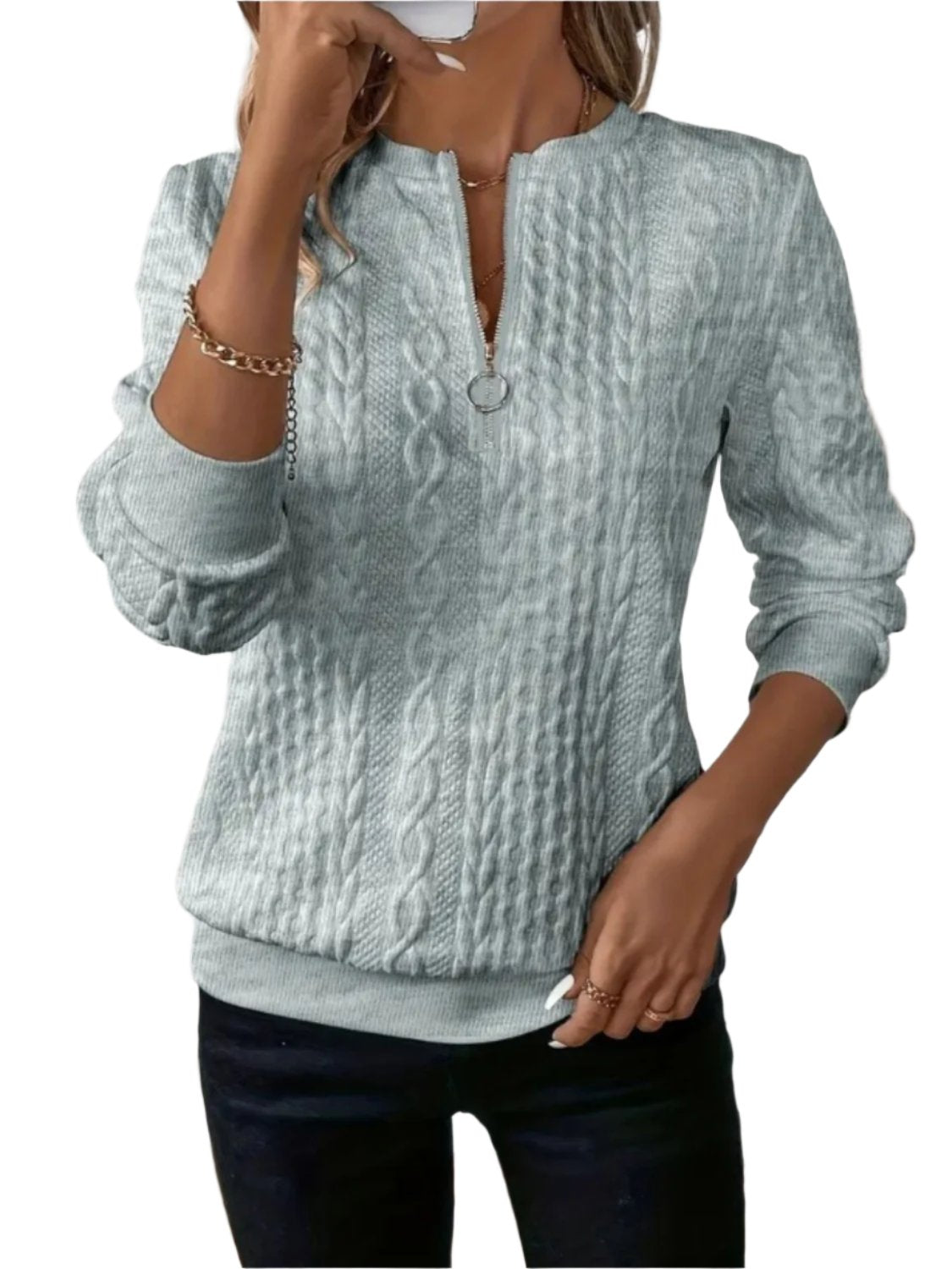 KRE Prime Women Texture Half Zip Long Sleeve Sweatshirt - KRE PRIME ®