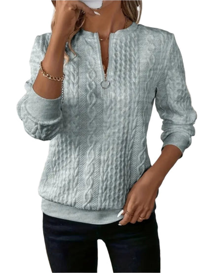 KRE Prime Women Texture Half Zip Long Sleeve Sweatshirt - KRE PRIME ®