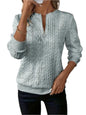 KRE Prime Women Texture Half Zip Long Sleeve Sweatshirt - KRE PRIME ®
