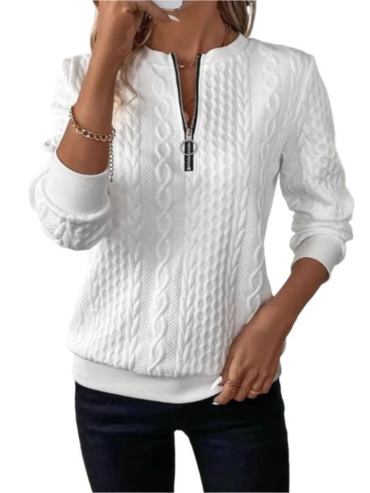 KRE Prime Women Texture Half Zip Long Sleeve Sweatshirt - KRE PRIME ®