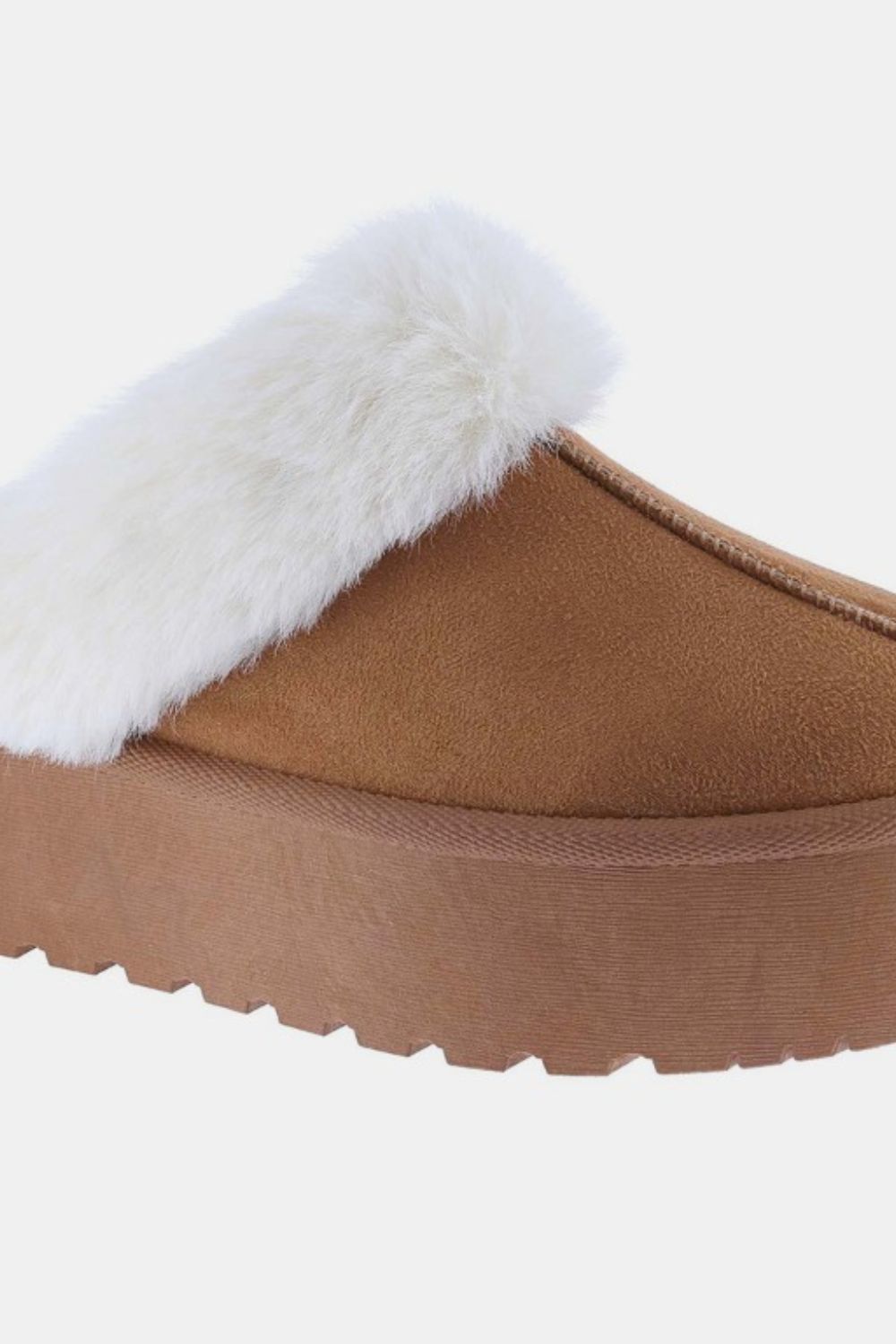 KRE Prime Women Thick Bottom Fur Trim Snow Tan Slippers - KRE PRIME ®