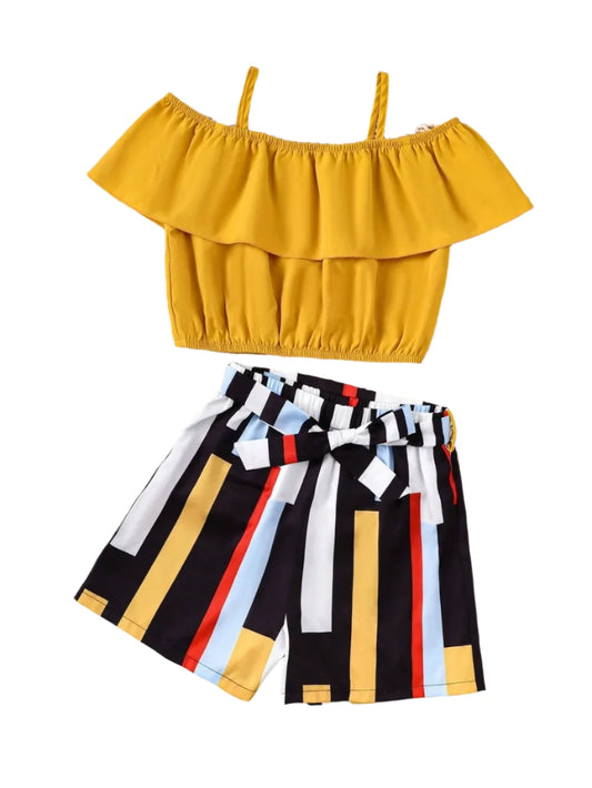 KRE PRIME Girls Children's Ruffled Spaghetti Strap Top and Pants Set - KRE Prime