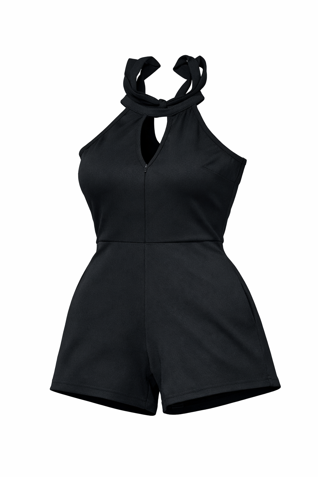 KRE Prime Teens Lady Cutout Grecian Polyester Neck Twisted Romper with Pockets - KRE Prime