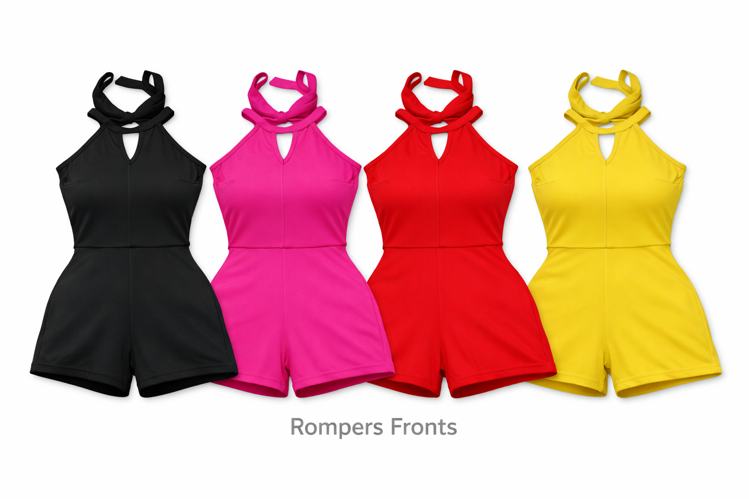 KRE Prime Teens Lady Cutout Grecian Polyester Neck Twisted Romper with Pockets - KRE Prime
