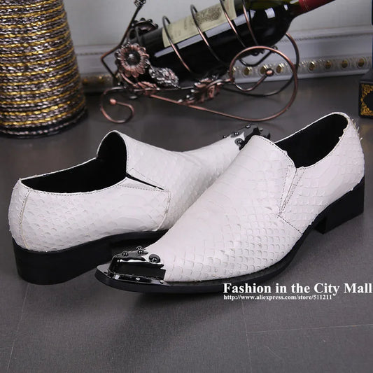 KRE PRIME Men Fashion Pointed Toe Man Shoes Designer Leather Dress Shoes for Man White Wedding/ Business Shoes Man, Big Sizes US6-12 - KRE Prime