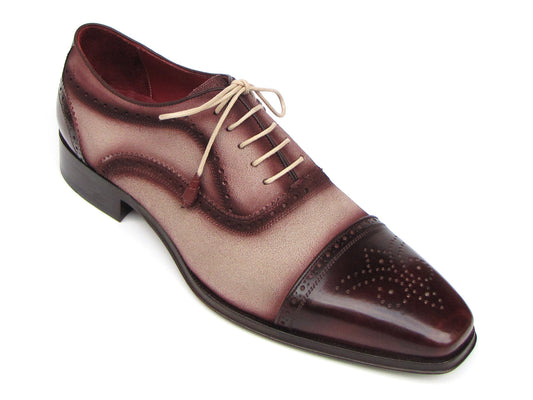 KRE PRIME Men Paul Parkman Captoe Oxfords Bordeaux, Beige (ID#024-BRR) - KRE Prime