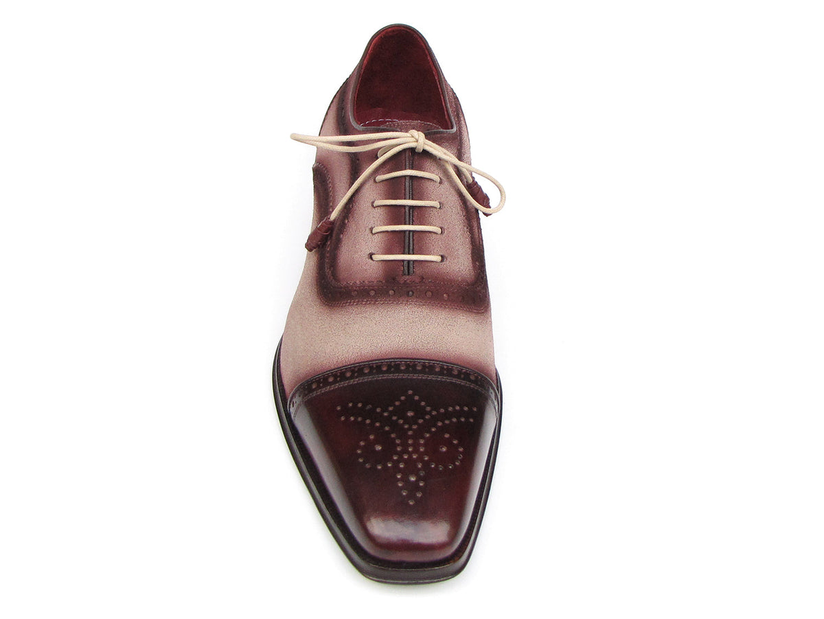 KRE PRIME Men Paul Parkman Captoe Oxfords Bordeaux, Beige (ID#024-BRR) - KRE Prime