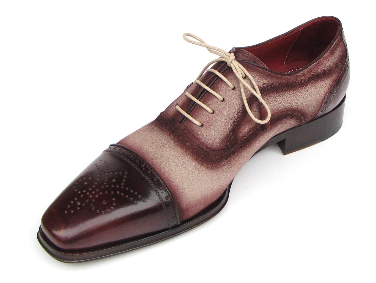 KRE PRIME Men Paul Parkman Captoe Oxfords Bordeaux, Beige (ID#024-BRR) - KRE Prime