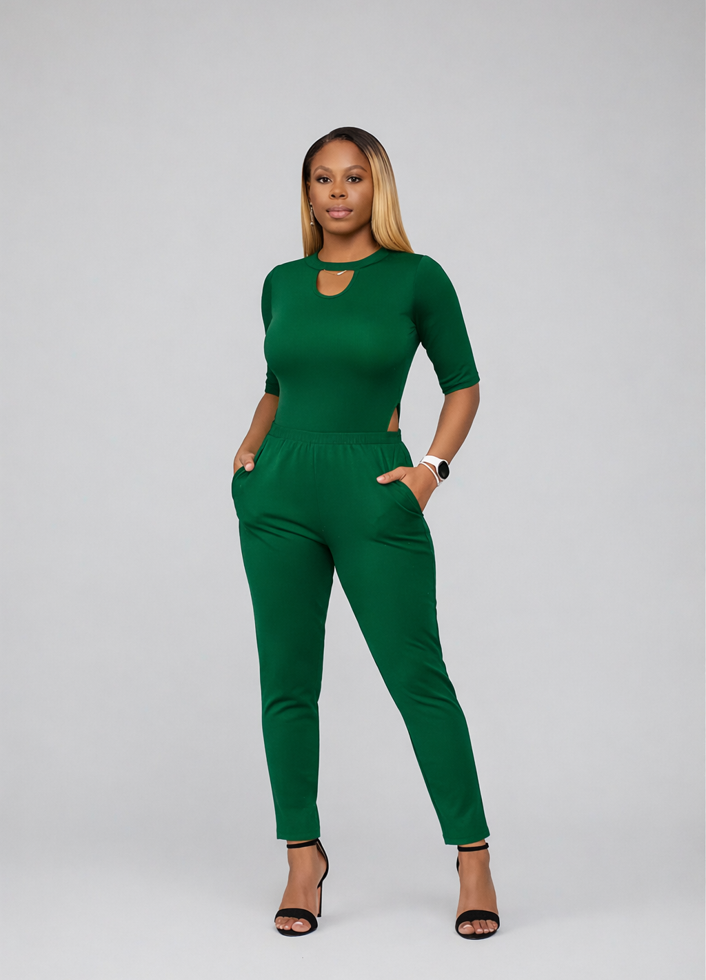 KRE PRIME Convertible Jumpsuit in Green with the Keyhole top