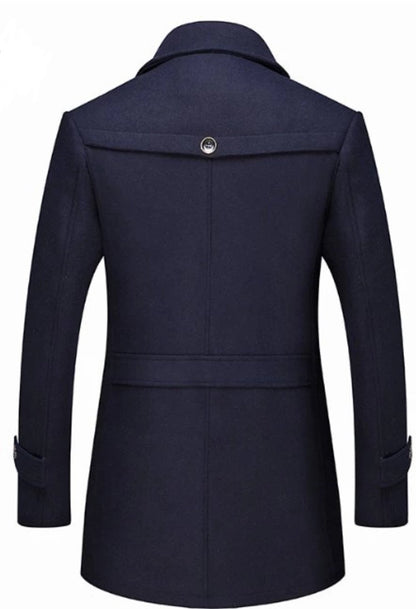 KRE PRIME Men Layered Collar Button Front Mid Length Coat - KRE Prime