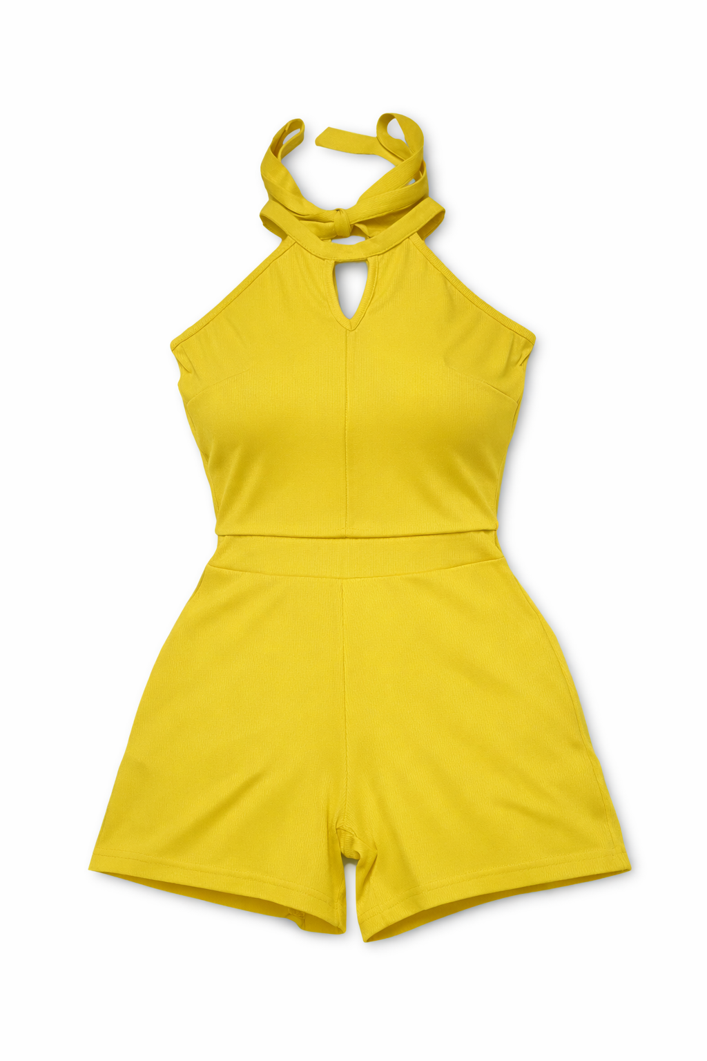 KRE Prime Teens Lady Cutout Grecian Polyester Neck Twisted Romper with Pockets - KRE Prime