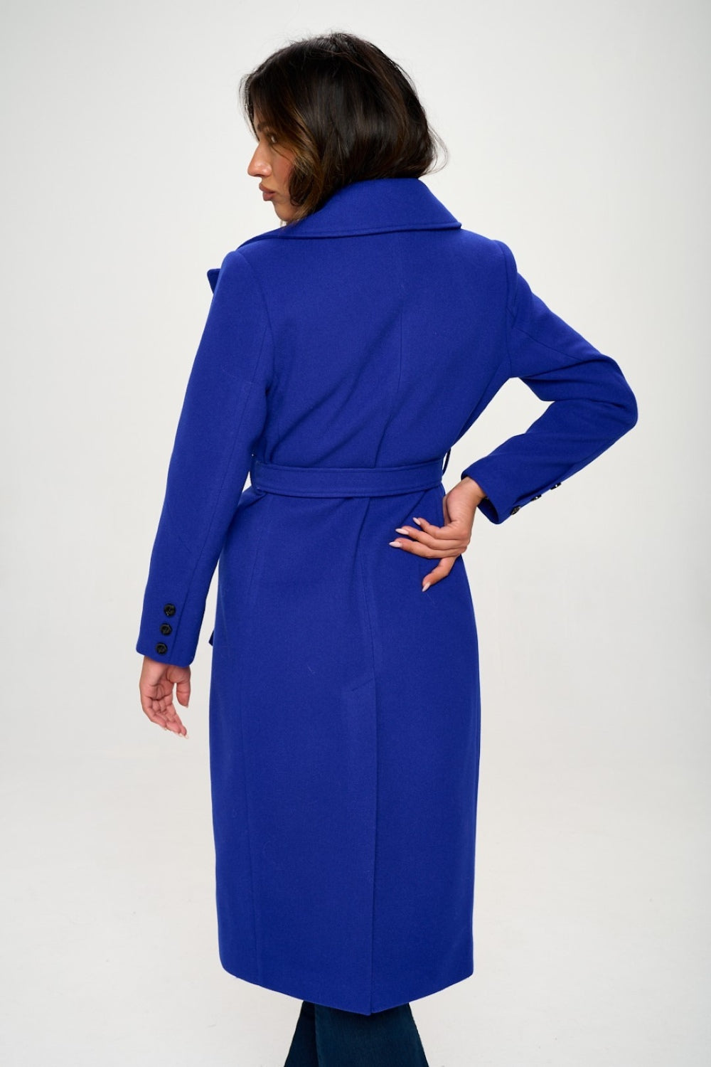 KRE Prime Women Double-Breasted Longline Coat with Belt - KRE PRIME ®