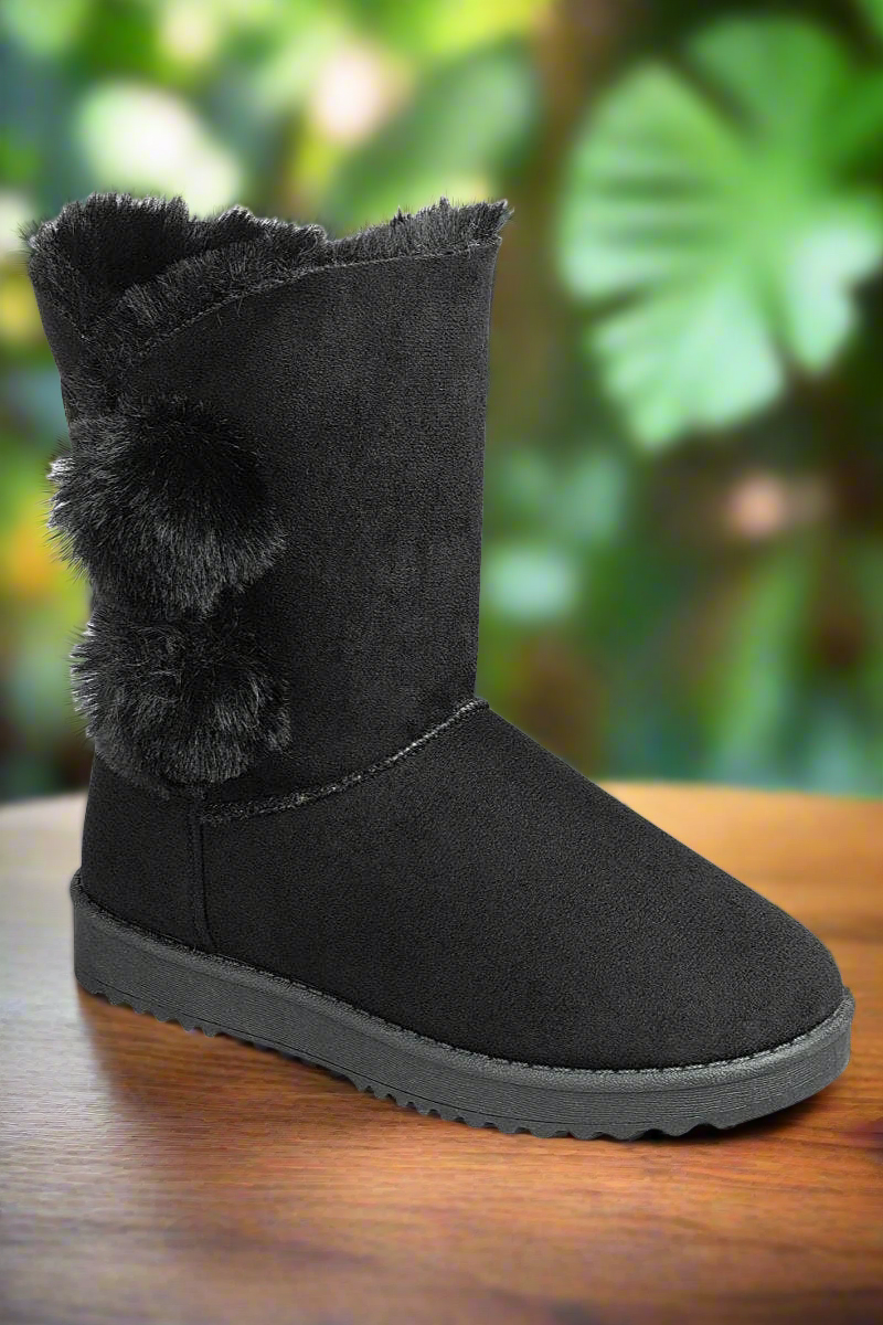 KRE Prime Women Stay Chic and Cozy Luxurious Black Fur Boots - KRE PRIME ®