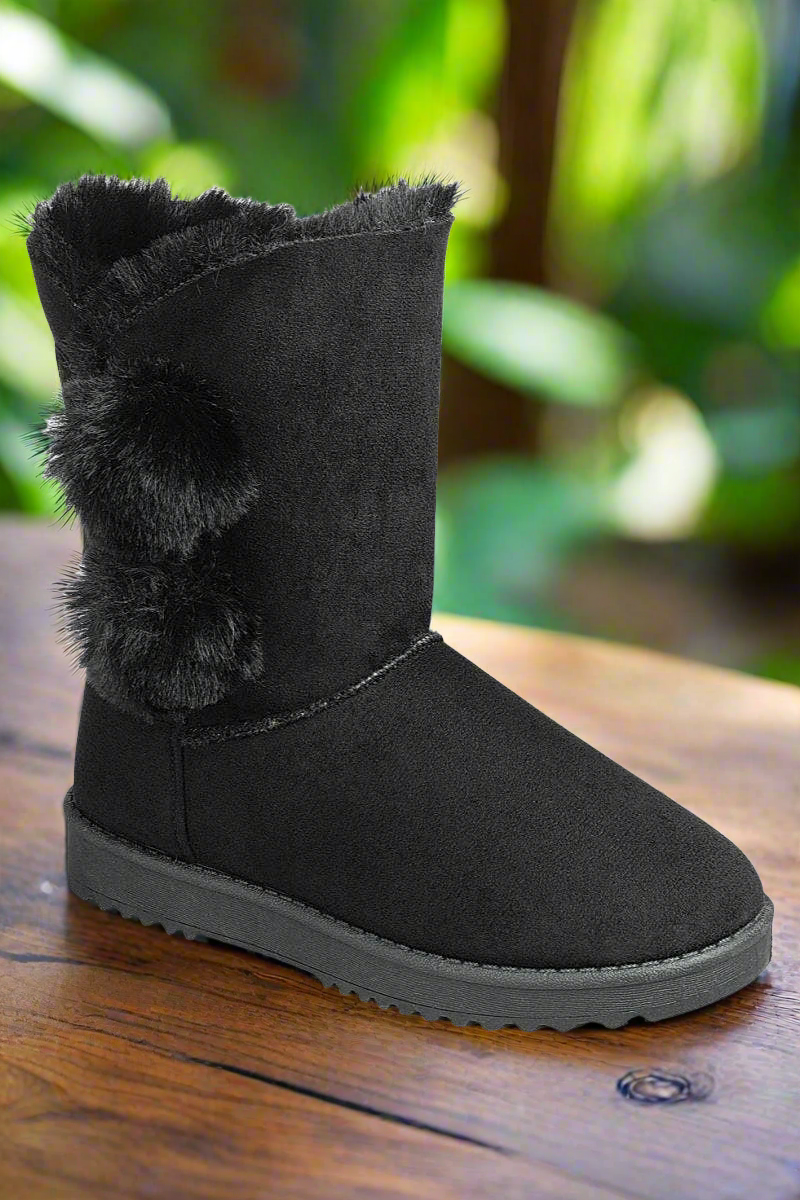 KRE Prime Women Stay Chic and Cozy Luxurious Black Fur Boots - KRE PRIME ®