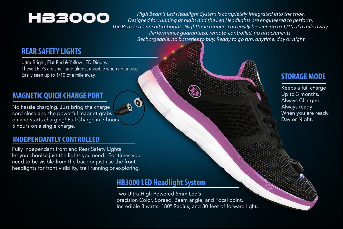 KRE PRIME Women's Night Runner Shoes With Built-in Safety Lights - KRE Prime