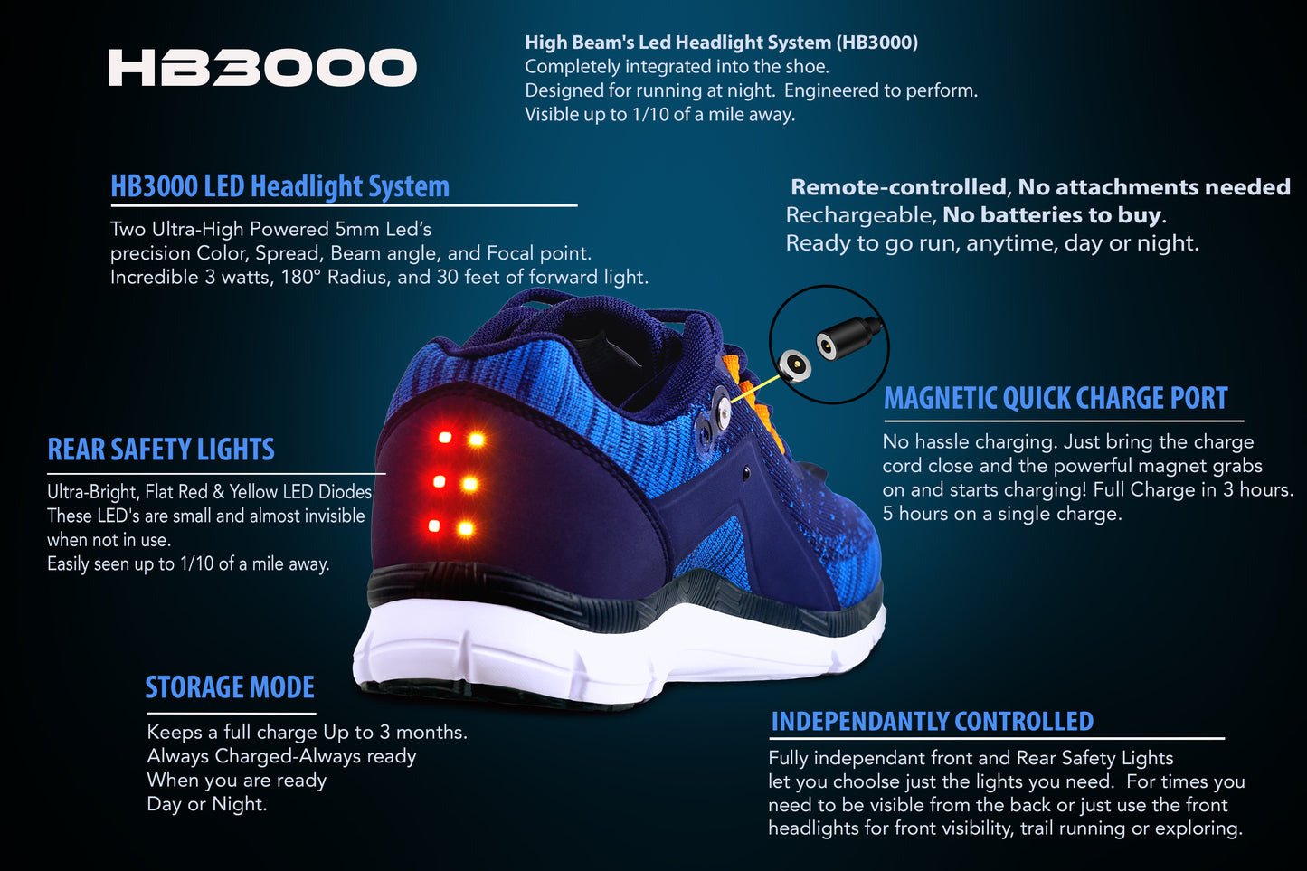 KRE PRIME Men's Night Runner Shoes With Built-in Safety Lights - KRE Prime