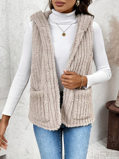 KRE Prime Women Fuzzy Hooded Vest with Pockets - KRE PRIME ®