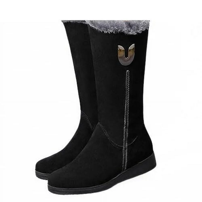 KRE Prime Women's Warm Chelsea Fur Mid-Calf Boots Black