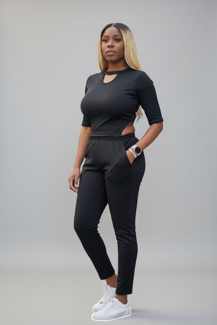 KRE Prime Women’s Dual‑Tops Convertible Jumpsuit Black/Red - KRE Prime