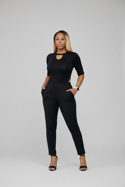 KRE Prime Women’s Dual‑Tops Convertible Jumpsuit Black/Red - KRE Prime