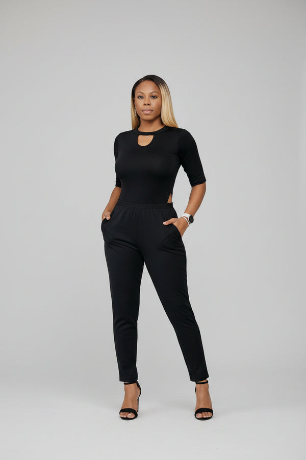 KRE Prime Women’s Dual‑Tops Convertible Jumpsuit Black/Red - KRE Prime