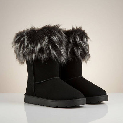 KRE Prime Women's black faux fur trim winter boots with a comfortable sole. Ideal for autumn and winter.