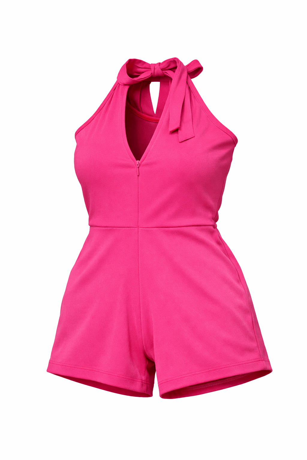 Back view of a pink KRE PRIME Teen's cutout Grecian romper, showcasing the stylish cutout design and flowing fabric.