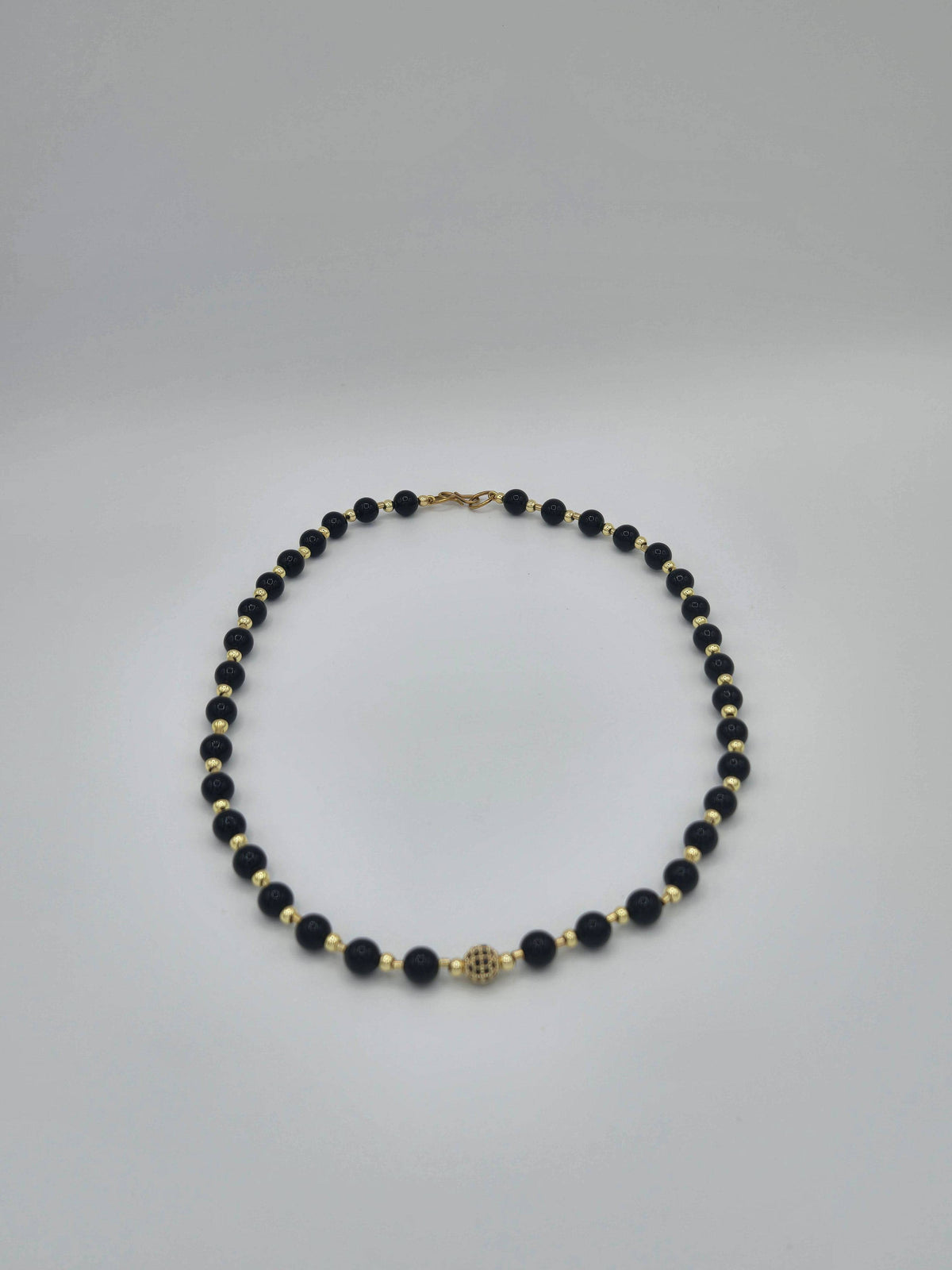KRE PRIME women's 8-inch Midnight Gleam bead necklace with shiny black beads, stylish and elegant jewelry for women.