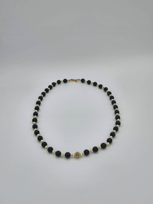 KRE PRIME women's 8-inch Midnight Gleam bead necklace with shiny black beads, stylish and elegant jewelry for women.