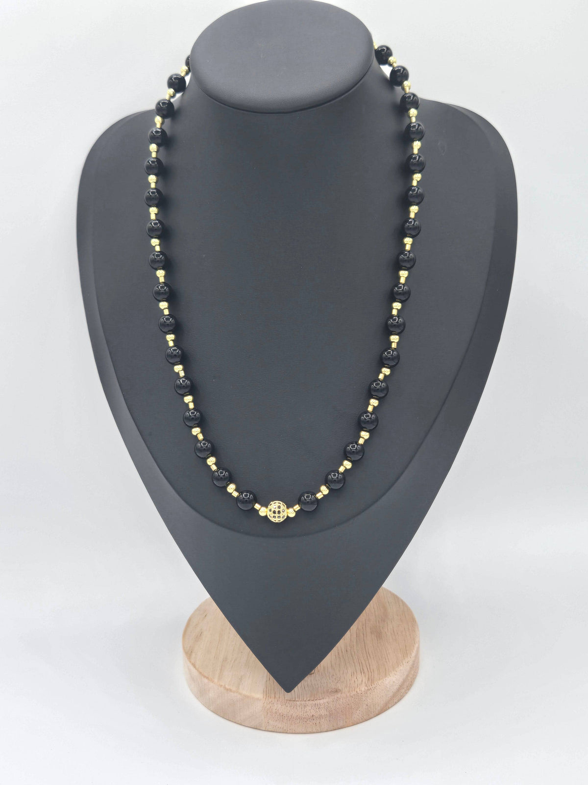 KRE PRIME women’s 8-inch Midnight Gleam bead necklace featuring shiny, dark-colored beads on a sleek, stylish necklace.