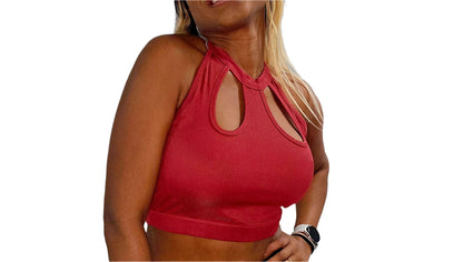 KRE PRIME Women’s sophisticated ribbed crop top, close-up view showing fitted design and ribbed texture in black fabric.