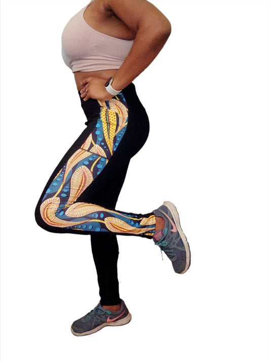 KRE Prime - Black Design Leggings with Pockets and Peacock
