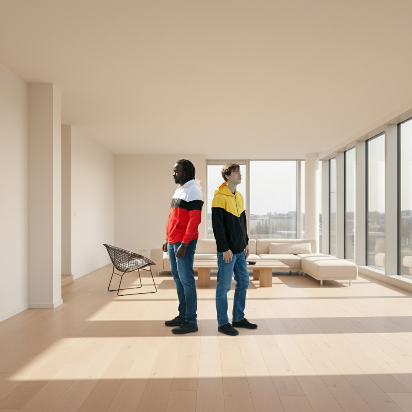 KRE Prime Two people wearing colorful jackets on a white background