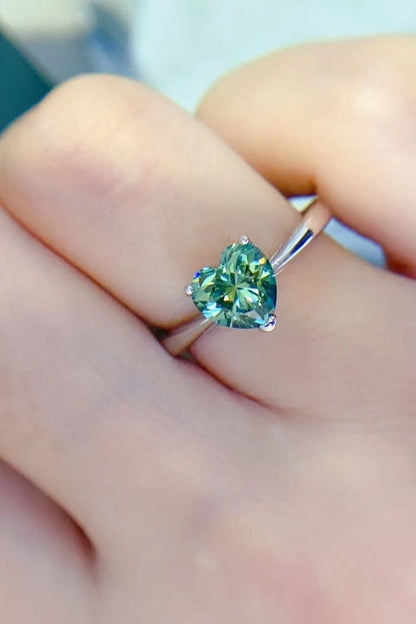 1 Carat Moissanite Heart 925 Sterling Silver Ring - KRE Prime Deals